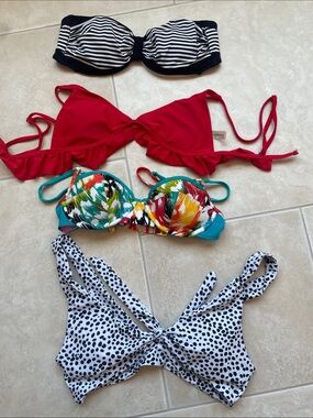 Red Ruffle Bikini Top with Tie Straps - Brand Unknown